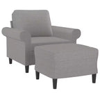vidaXL Fauteuil simple en tissu gris clair avec repose-pieds - Revêtement 100 % polyester durable pour salon, chambre, salle de repos - 92 x 77 x 80 cm