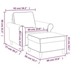 vidaXL Fauteuil simple en tissu gris clair avec repose-pieds - Revêtement 100 % polyester durable pour salon, chambre, salle de repos - 92 x 77 x 80 cm