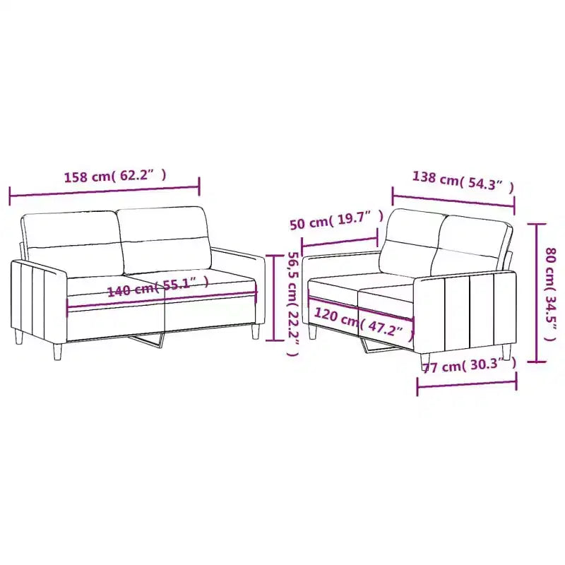 vidaXL Ensemble de canapés en tissu avec coussins – Mobilier d'intérieur moderne et élégant pour salon, espace de détente – Noir