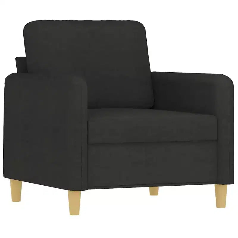 vidaXL Ensemble de 3 canapés en tissu noir résistant - Assise moderne et confortable avec profondeur généreuse - Comprend un fauteuil, un canapé 2 places et un canapé 3 places