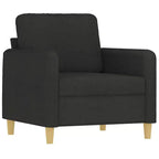 vidaXL Ensemble de 3 canapés en tissu noir résistant - Assise moderne et confortable avec profondeur généreuse - Comprend un fauteuil, un canapé 2 places et un canapé 3 places