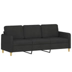 vidaXL Ensemble de 3 canapés en tissu noir résistant - Assise moderne et confortable avec profondeur généreuse - Comprend un fauteuil, un canapé 2 places et un canapé 3 places