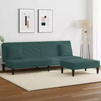 vidaXL Ensemble de canapé 2 places en velours vert foncé avec lit convertible/méridienne et repose-pieds pour salon, détente, maison
