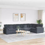 vidaXL Canapé modulable en velours gris foncé (100 % polyester) en L modulable