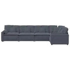 vidaXL Canapé modulable en velours gris foncé (100 % polyester) en L modulable