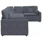 vidaXL Canapé modulable en velours gris foncé (100 % polyester) en L modulable