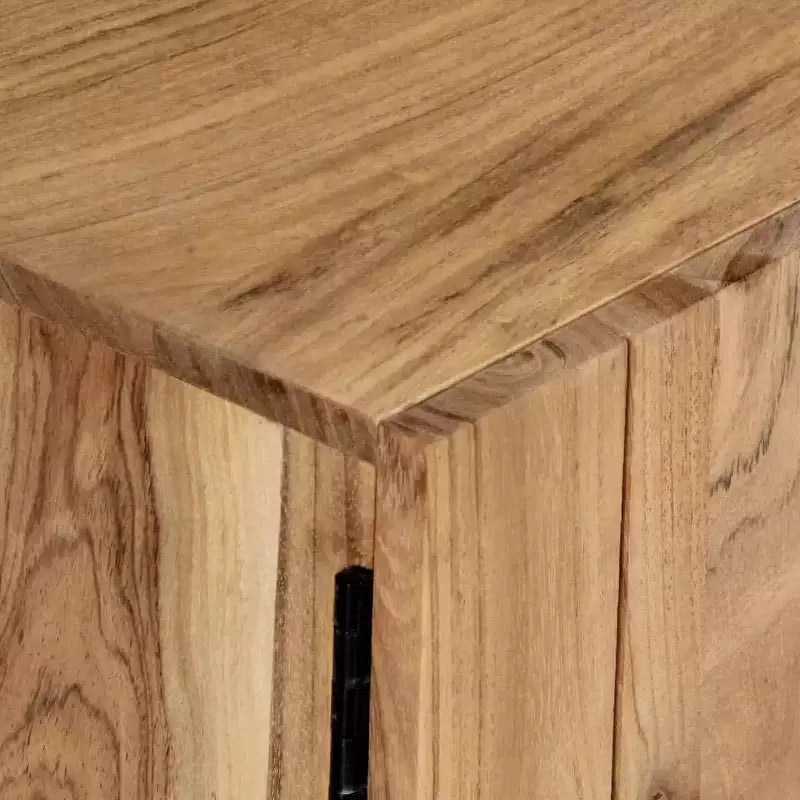 Meuble TV vidaXL, Meuble TV avec portes en bois d'acacia massif, Meuble TV rustique fait main avec compartiments, Meuble multimédia poli et laqué