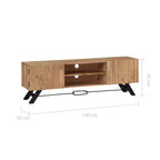 Meuble TV vidaXL, Meuble TV avec portes en bois d'acacia massif, Meuble TV rustique fait main avec compartiments, Meuble multimédia poli et laqué