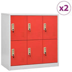 vidaXL Ensemble de 2 casiers Gris clair et rouge Acier Casier de rangement