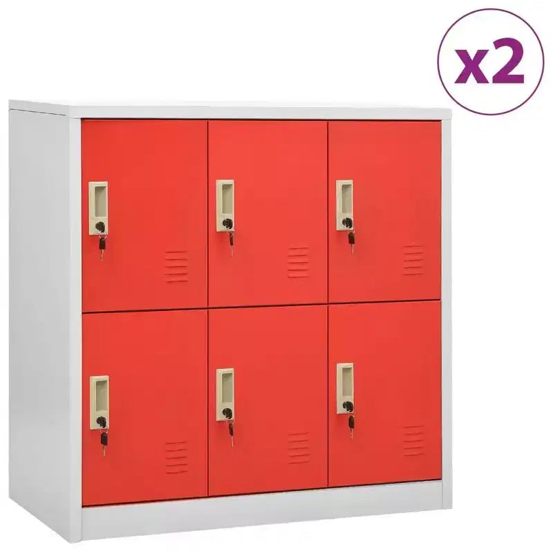 vidaXL Ensemble de 2 casiers Gris clair et rouge Acier Casier de rangement