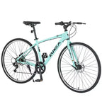 NAYSAYE Vélo VTT hybride 7 vitesses Cadre en aluminium Freins à double disque pour adultes et enfants, 64,57*25,19*37,79