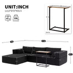 Canapé d'angle modulable 284 cm avec table d'appoint gratuite et tissu bouclette, entièrement compressé, aucun assemblage requis, 4 places en forme de L