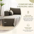 Canapé d'angle modulable 284 cm avec table d'appoint gratuite et tissu bouclette, entièrement compressé, aucun assemblage requis, 4 places en forme de L