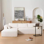 Canapé d'angle modulable 284 cm avec table d'appoint gratuite et tissu bouclette, entièrement compressé, aucun assemblage requis, 4 places en forme de L