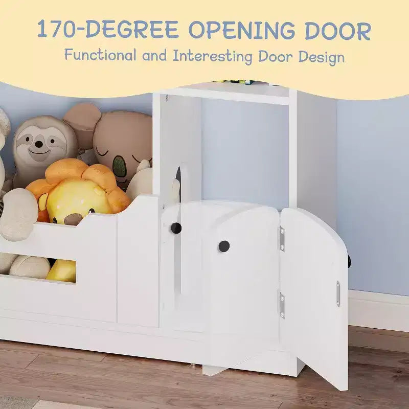 Étagère à livres Acekool 2 niveaux pour enfants, organisateur de livres et de jouets en forme de maison avec lumière à détecteur de mouvement, étagère de rangement en bois pour chambre à coucher ou salle de jeux