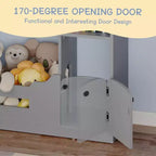 Étagère à livres Acekool 2 niveaux pour enfants, organisateur de livres et de jouets en forme de maison avec lumière à détecteur de mouvement, étagère de rangement en bois pour chambre à coucher ou salle de jeux