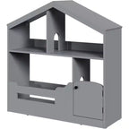 Étagère à livres Acekool 2 niveaux pour enfants, organisateur de livres et de jouets en forme de maison avec lumière à détecteur de mouvement, étagère de rangement en bois pour chambre à coucher ou salle de jeux
