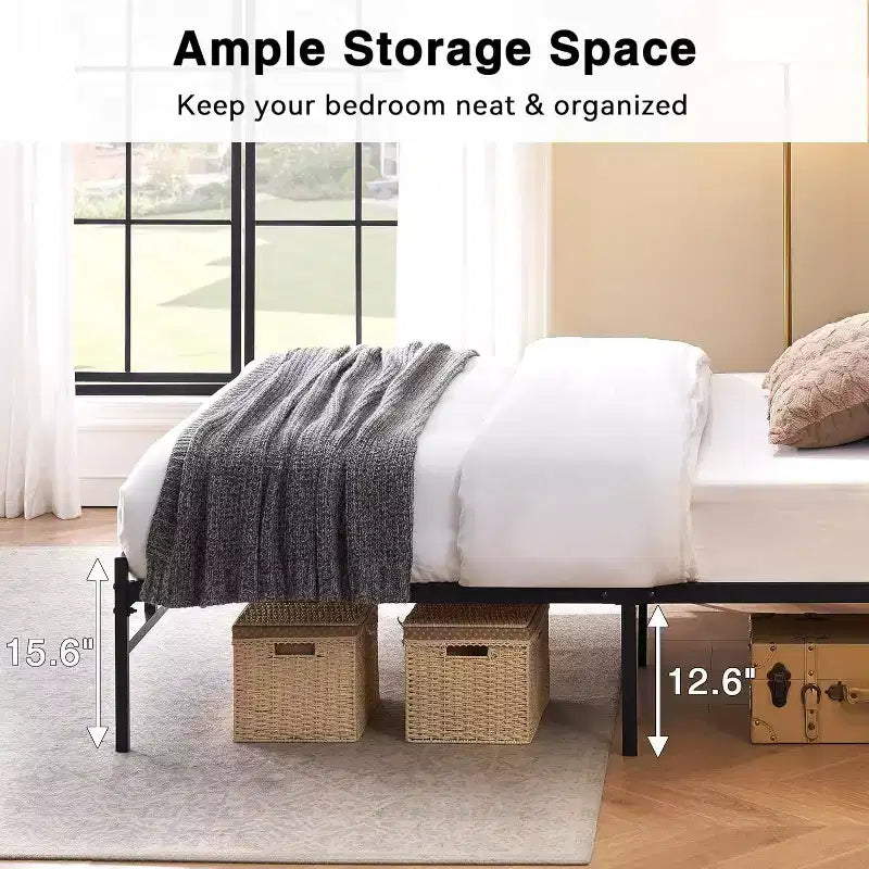 Lit de rangement double Acekool - Étagère supérieure et finition rustique