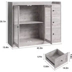 43 Buffet moderne avec rangement, Bahut de cuisine avec garde-corps, étagères réglables et 3 tiroirs, Table de buffet en bois