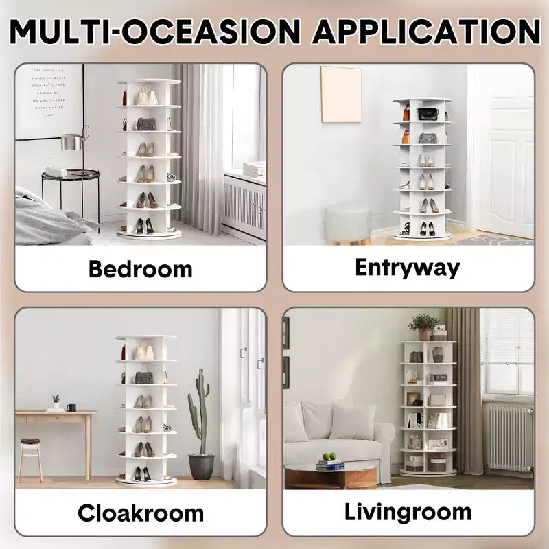 Étagère à chaussures rotative à 6 niveaux - Meuble à chaussures, Armoire à chaussures, Présentoir à chaussures, Conception peu encombrante, Construction durable
