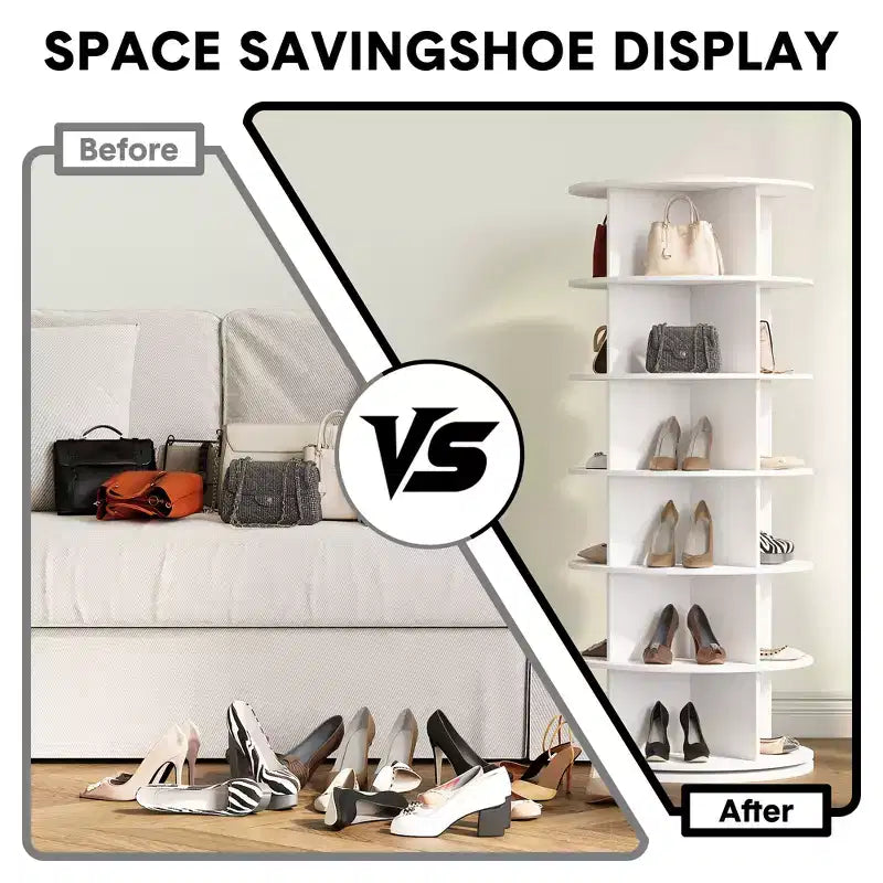 Étagère à chaussures rotative à 6 niveaux - Meuble à chaussures, Armoire à chaussures, Présentoir à chaussures, Conception peu encombrante, Construction durable