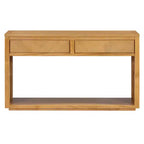 MAYEERTY Table Console Rustique en Bois avec Tiroirs de Rangement et Étagère Ouverte pour Couloir, Salon, Naturel