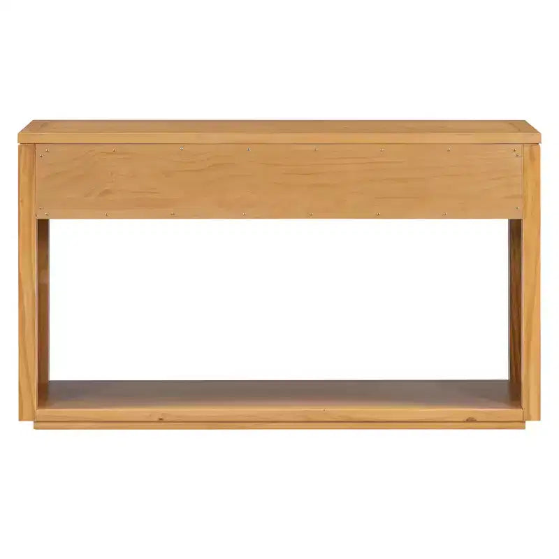 MAYEERTY Table Console Rustique en Bois avec Tiroirs de Rangement et Étagère Ouverte pour Couloir, Salon, Naturel