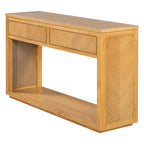 MAYEERTY Table Console Rustique en Bois avec Tiroirs de Rangement et Étagère Ouverte pour Couloir, Salon, Naturel