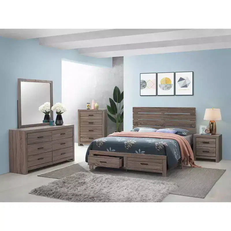 Commode Okak rectangulaire 4 tiroirs, commode classique avec tiroirs spacieux, poignées et surface supérieure large, armoire de rangement de chambre à coucher