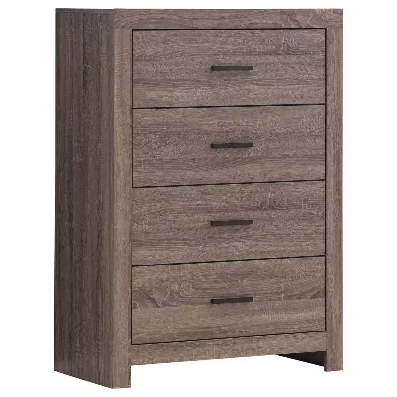 Commode Okak rectangulaire 4 tiroirs, commode classique avec tiroirs spacieux, poignées et surface supérieure large, armoire de rangement de chambre à coucher