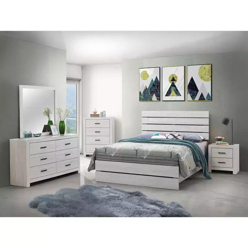 Commode Okak rectangulaire 4 tiroirs, commode classique avec tiroirs spacieux, poignées et surface supérieure large, armoire de rangement de chambre à coucher