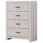 Commode Okak rectangulaire 4 tiroirs, commode classique avec tiroirs spacieux, poignées et surface supérieure large, armoire de rangement de chambre à coucher