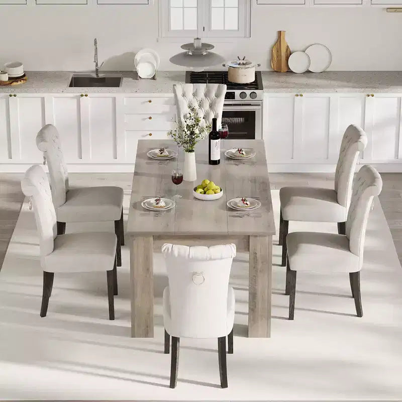 Table de salle à manger Table de cuisine rectangulaire de 160 cm pour 4 à 6 personnes, Bureau de conférence en bois style ferme avec assemblage facile, Gris