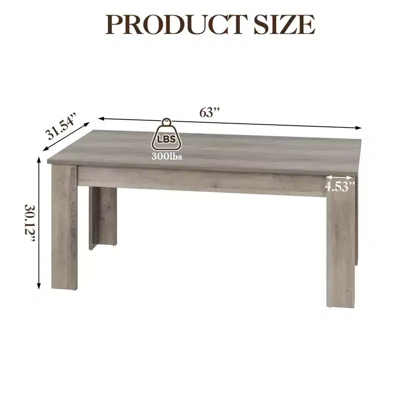 Table de salle à manger Table de cuisine rectangulaire de 160 cm pour 4 à 6 personnes, Bureau de conférence en bois style ferme avec assemblage facile, Gris