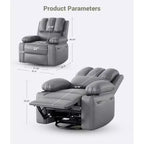 Fauteuil inclinable à bascule TROPOW 22" pour adultes, inclinable manuel en cuir PU, avec porte-gobelets et poches latérales, pour salon, chambre à coucher et chambre de bébé