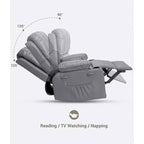 Fauteuil inclinable à bascule TROPOW 22" pour adultes, inclinable manuel en cuir PU, avec porte-gobelets et poches latérales, pour salon, chambre à coucher et chambre de bébé