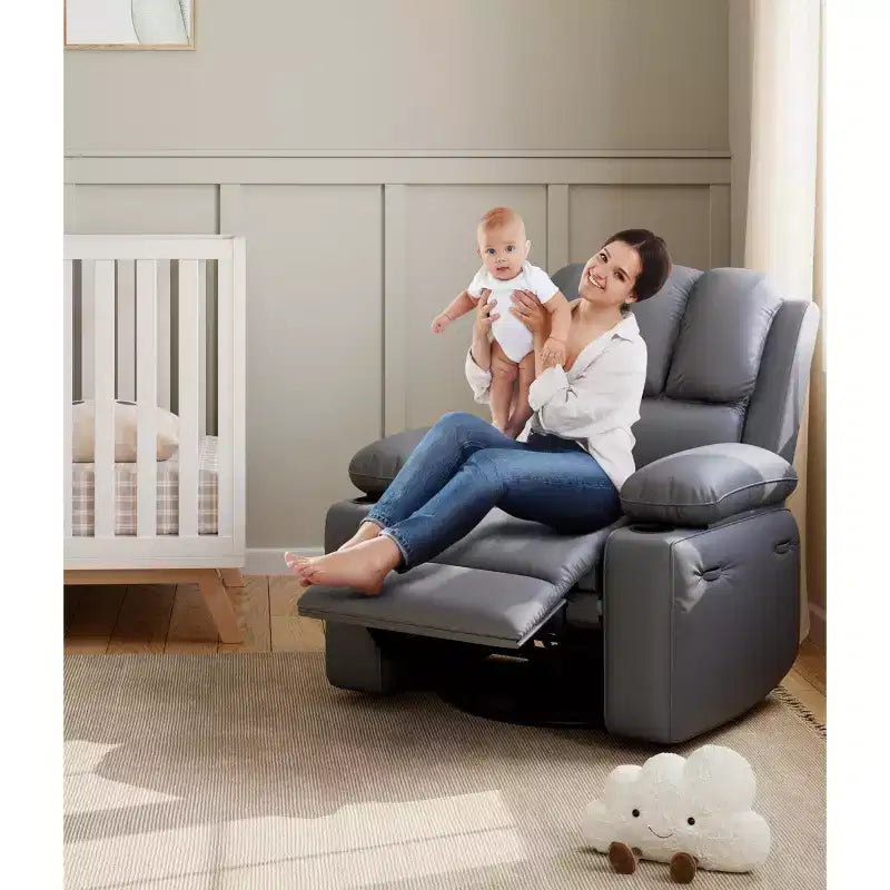 Fauteuil inclinable à bascule TROPOW 22" pour adultes, inclinable manuel en cuir PU, avec porte-gobelets et poches latérales, pour salon, chambre à coucher et chambre de bébé