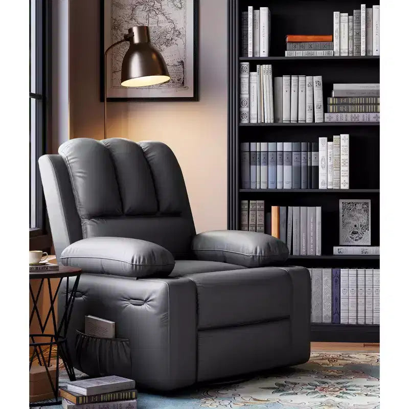 Fauteuil inclinable à bascule TROPOW 22" pour adultes, inclinable manuel en cuir PU, avec porte-gobelets et poches latérales, pour salon, chambre à coucher et chambre de bébé