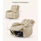 Fauteuil inclinable à bascule TROPOW 22" pour adultes, inclinable manuel en cuir PU, avec porte-gobelets et poches latérales, pour salon, chambre à coucher et chambre de bébé