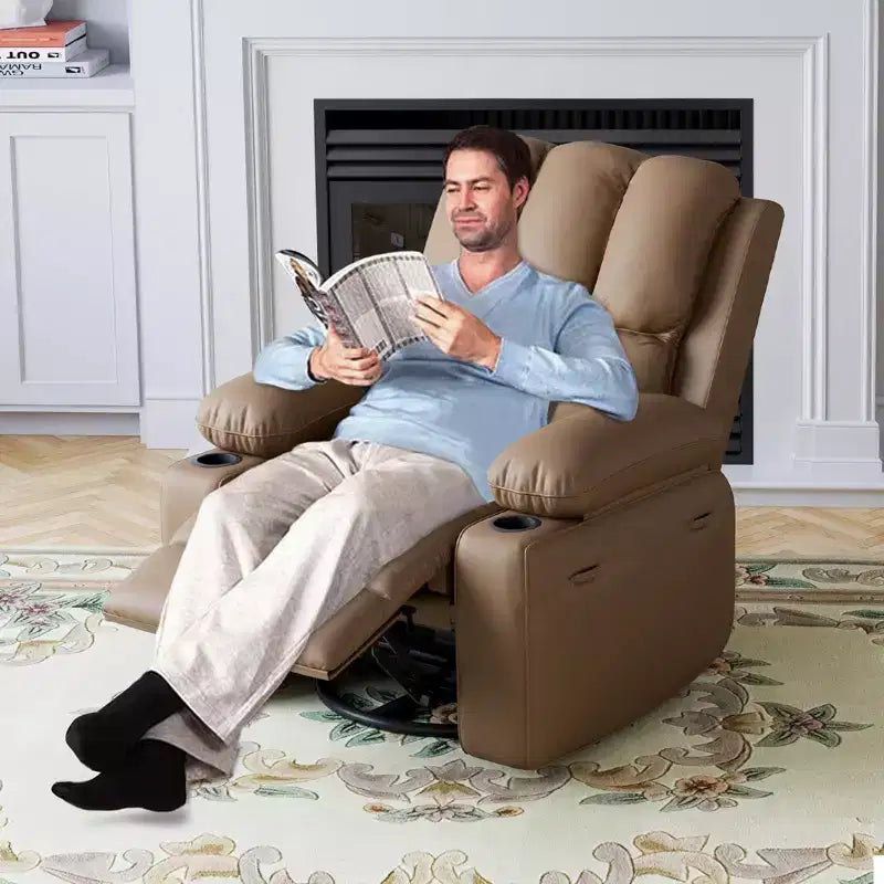 Fauteuil inclinable à bascule TROPOW 22" pour adultes, inclinable manuel en cuir PU, avec porte-gobelets et poches latérales, pour salon, chambre à coucher et chambre de bébé