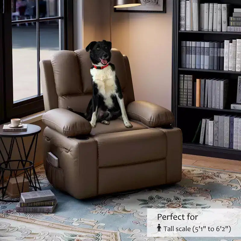 Fauteuil inclinable à bascule TROPOW 22" pour adultes, inclinable manuel en cuir PU, avec porte-gobelets et poches latérales, pour salon, chambre à coucher et chambre de bébé