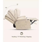 Fauteuil inclinable à bascule TROPOW 22" pour adultes, inclinable manuel en cuir PU, avec porte-gobelets et poches latérales, pour salon, chambre à coucher et chambre de bébé