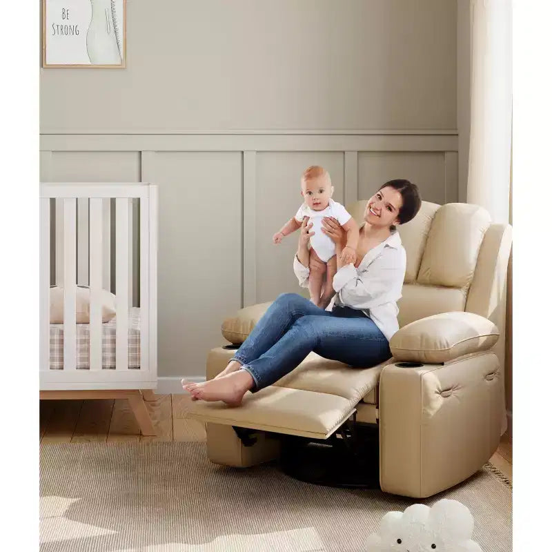 Fauteuil inclinable à bascule TROPOW 22" pour adultes, inclinable manuel en cuir PU, avec porte-gobelets et poches latérales, pour salon, chambre à coucher et chambre de bébé