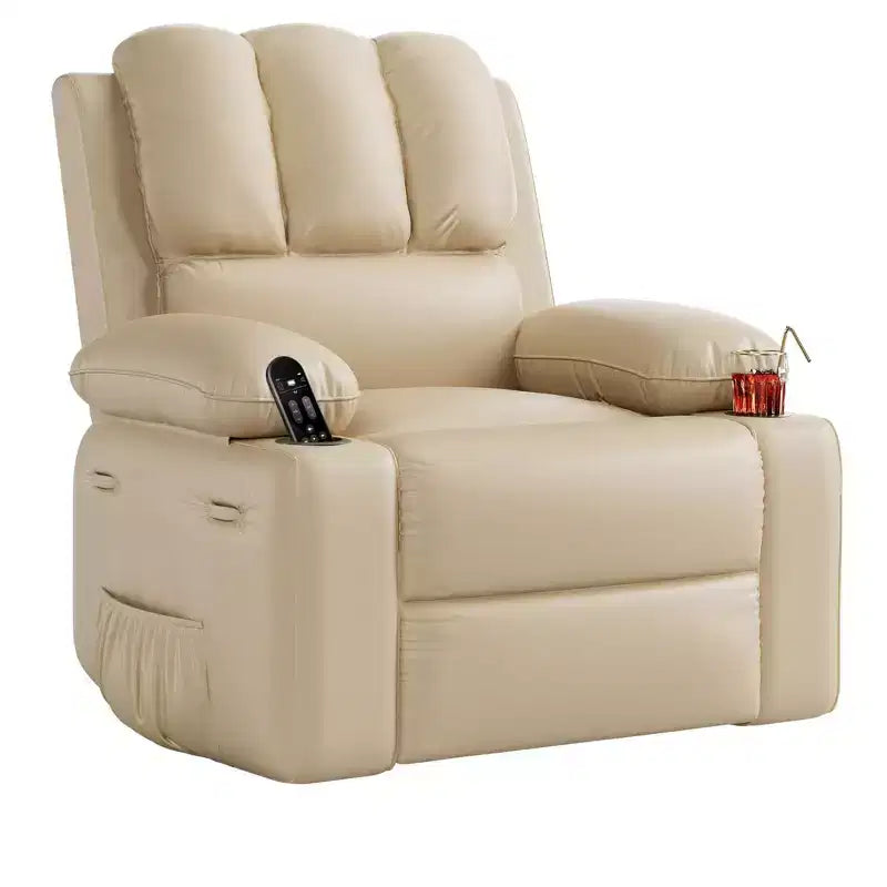 Fauteuil inclinable à bascule TROPOW 22" pour adultes, inclinable manuel en cuir PU, avec porte-gobelets et poches latérales, pour salon, chambre à coucher et chambre de bébé
