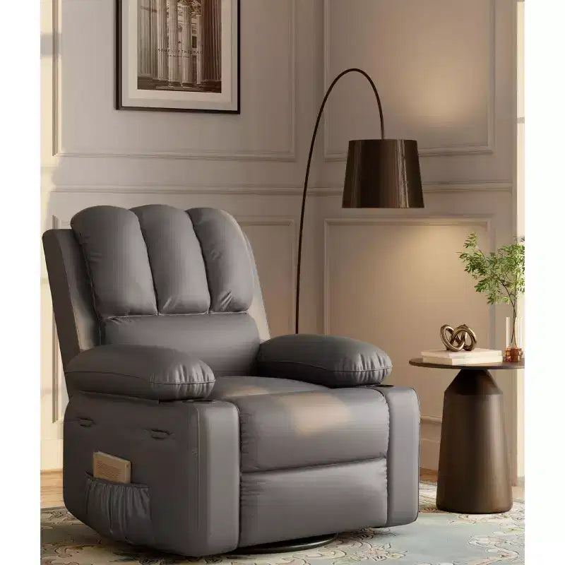 Fauteuil inclinable à bascule TROPOW 22" pour adultes, inclinable manuel en cuir PU, avec porte-gobelets et poches latérales, pour salon, chambre à coucher et chambre de bébé