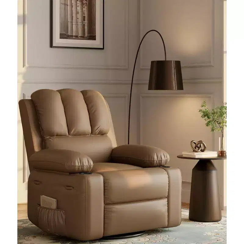 Fauteuil inclinable à bascule TROPOW 22" pour adultes, inclinable manuel en cuir PU, avec porte-gobelets et poches latérales, pour salon, chambre à coucher et chambre de bébé