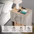 Table de chevet cannelée | 2 tiroirs + Étagère ouverte | Table de nuit moderne pour chambre à coucher (Tons bois, 2 pièces)