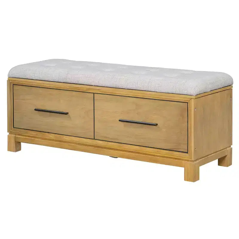 Banc à chaussures TUYOHW avec coussin amovible, banc d'entrée avec rangement dissimulé pour salon, entrée et couloirs, naturel