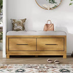 Banc à chaussures TUYOHW avec coussin amovible, banc d'entrée avec rangement dissimulé pour salon, entrée et couloirs, naturel