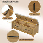 Banc à chaussures TUYOHW avec coussin amovible, banc d'entrée avec rangement dissimulé pour salon, entrée et couloirs, naturel